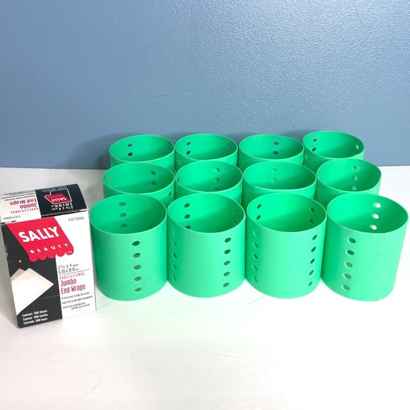 Hair Lot Of 12 Large 3 Green Hair Rollers Wbox Of Sally Beauty Jumbo